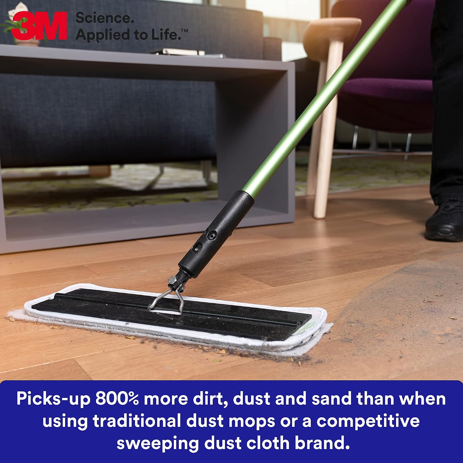 3M Easy Trap Sweep and Dust Sheets,1 Roll of 60 8' x 6' Sheets,Disposable Easy Sweep Floor Duster,Picks Up 8X More Dirt,Dust,Sand,Hair,Works on Dry or Wet Surfaces,Hardwood Floors,59152W,(Pack of 8)