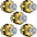 5 Pack Glass Door Knobs, Antique Brass Crystal Door Knobs with Lock for Privacy Use, Vintage Crystal Door Knobs Interior for Bedroom Bathroom, Crystal Glass Brass Door Knob