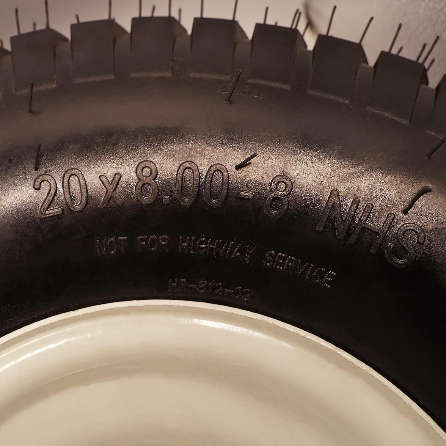 20x8.00-8 Lawn Mower Tire and Wheel Tubeless with 3/4 Bushing, 3.5'Offset Hub and 3 1/16' Keyway 20x8x8 Lawn Mower Tire with Rim for Tractor Rear, Turf Tread 20 inch Wheels, 800 lbs Weight Capacity