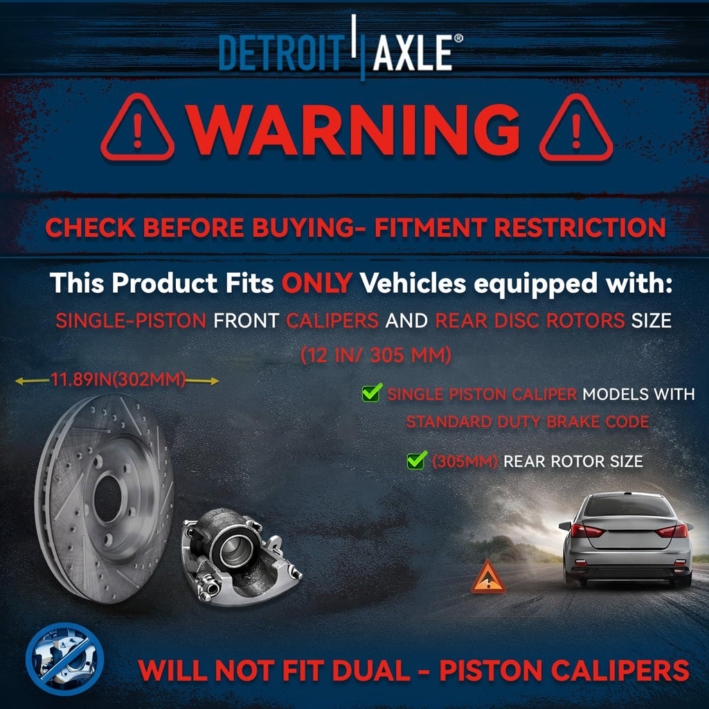 Detroit Axle - Brake Kit for Dodge Grand Caravan Journey Chrysler Town & Country VW Routan Disc Brake Rotors Brakes Pads Replacement: 11.89' inch Front and 12' inch Rear Rotor