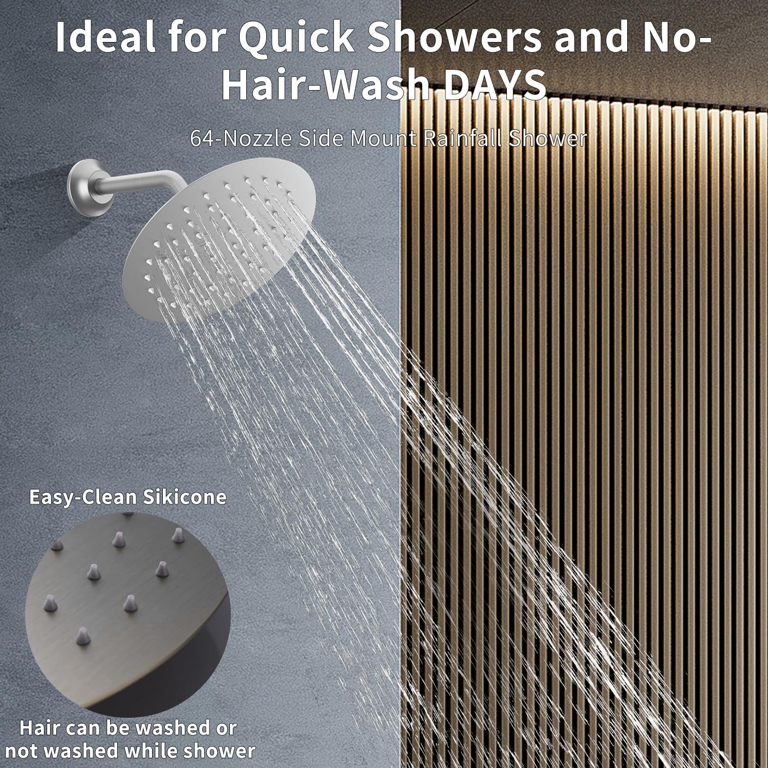 Brushed Nickel Shower System 3-Function Ceiling Shower Faucet Set with 12' and 8' Rainfall Dual Shower Head and Handheld Shower with Adjustable Slide Bar, Full Body Shower System Fixture