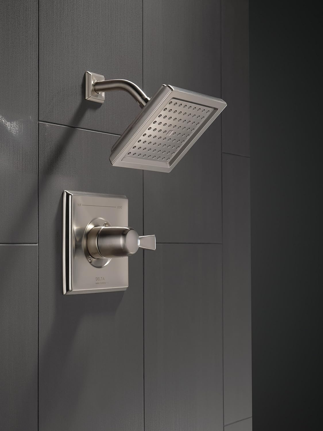 Delta Faucet Dryden 14 Series Single-Function Shower Trim Kit with Single-Spray Touch-Clean Shower Head, Stainless T14251-SS (Valve Not Included)