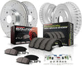 Power Stop K15243DK Front and Rear Z23 Carbon Fiber Brake Pads with Drilled & Slotted Brake Drums Kit For Honda Civic 2013-2015 [Model Specific]