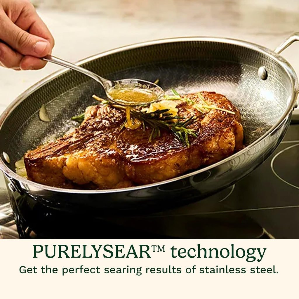 Cuisinart FusionPlus Hybrid Stainless Steel Cookware Set, 6-Piece Skillet Cooking Set with PFAS-Free PURELYSEAR Ceramic Technology, Scratch Proof, Cool Grip Handles, Dishwasher Safe