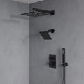 Wall Mount 12' High-Pressure Rainfall Shower Faucet, Dual Rainfall Shower Head System with Valve (Matte Black)