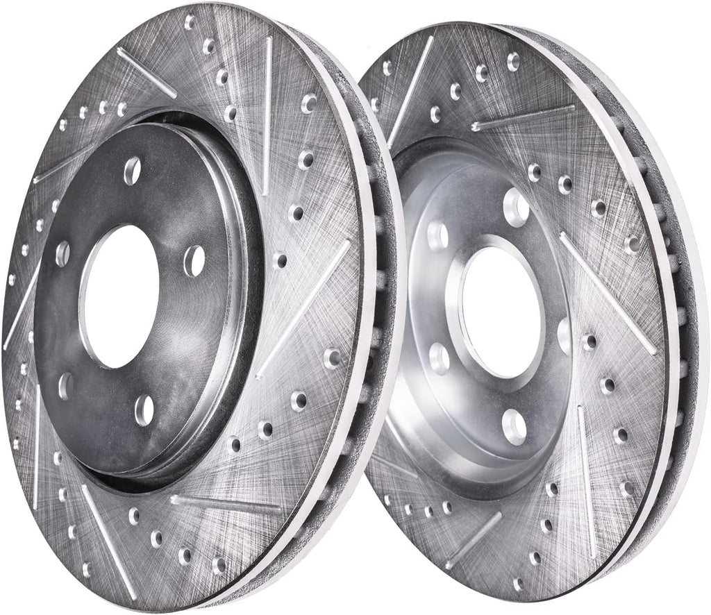 Detroit Axle - Brake Kit for Acura 2006-2011 CSX, 2007-10 Replacement Drilled Slotted Disc Rotors Ceramic Brakes Pads with Hardware : 11.10' Front and 10.24' Rear Rotor