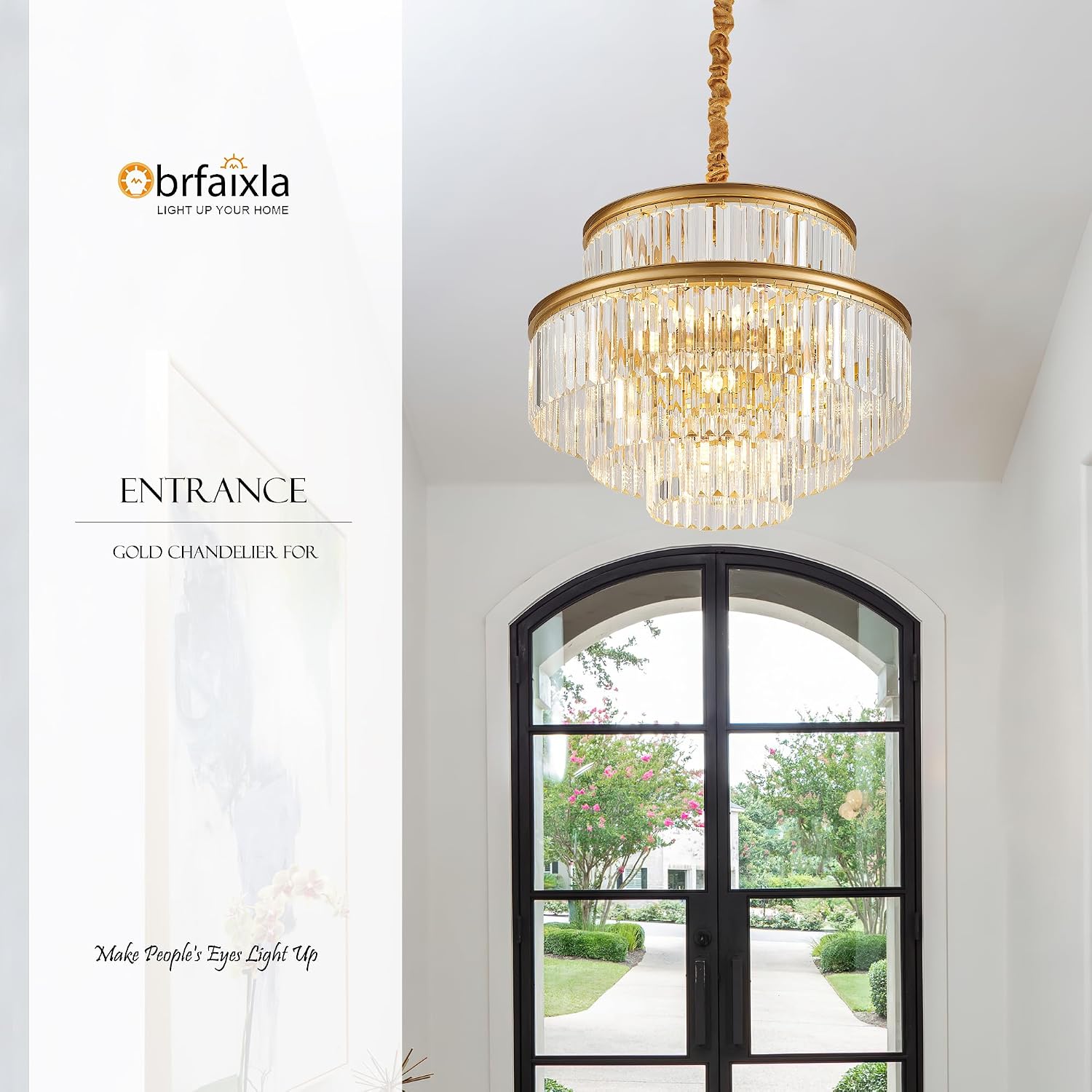 21.6' 14-Light Modern Crystal Chandelier Light Fixtures 4-Tier Gold Luxury Chandeliers for Dining Room Round Hanging Pendant Lighting for Living Room Kitchen Entryway Bedroom Foyer Hallway