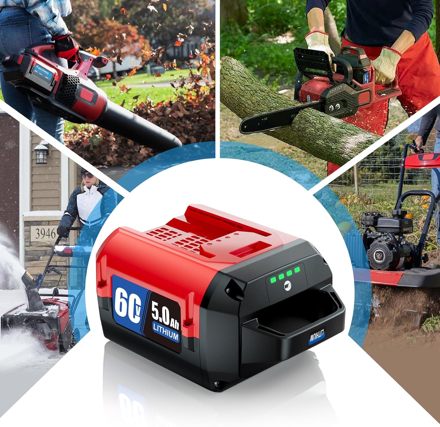 5.0Ah Replacement for Toro 60V Battery 88620, 88625, 88640, 88650, Compatible with Toro Flex-Force 60 Volt Power System Max Cordless Power Tools