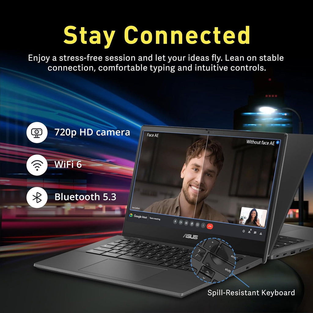 ASUS Chromebook CM1402 14' FHD Anti-Glare Laptop, MediaTek Kompanio 520, 4GB LPDDR4X, 224GB Storage(64GB eMMC+160GB Docking Station Set), HD Webcam, WiFi 6, Bluetooth, Chrome OS, Gray