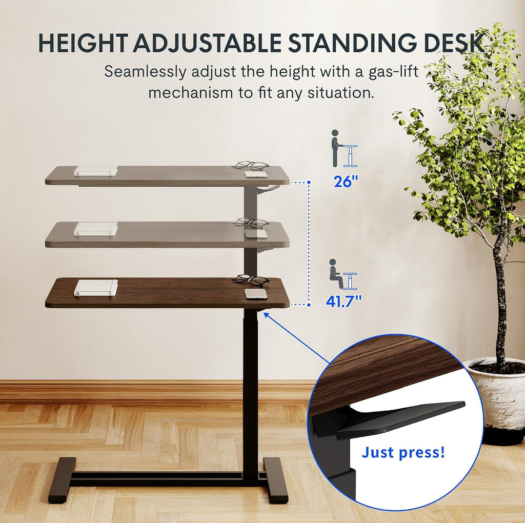FLEXISPOT Adjustable C Table with Wheels, Mobile Snack Side End Table Sofa Couch Bedside Table Laptop Rolling Cart TV Tray Night Stand for Small Space Side Table(27.6' W x 15.7' D,Rustic Brown)