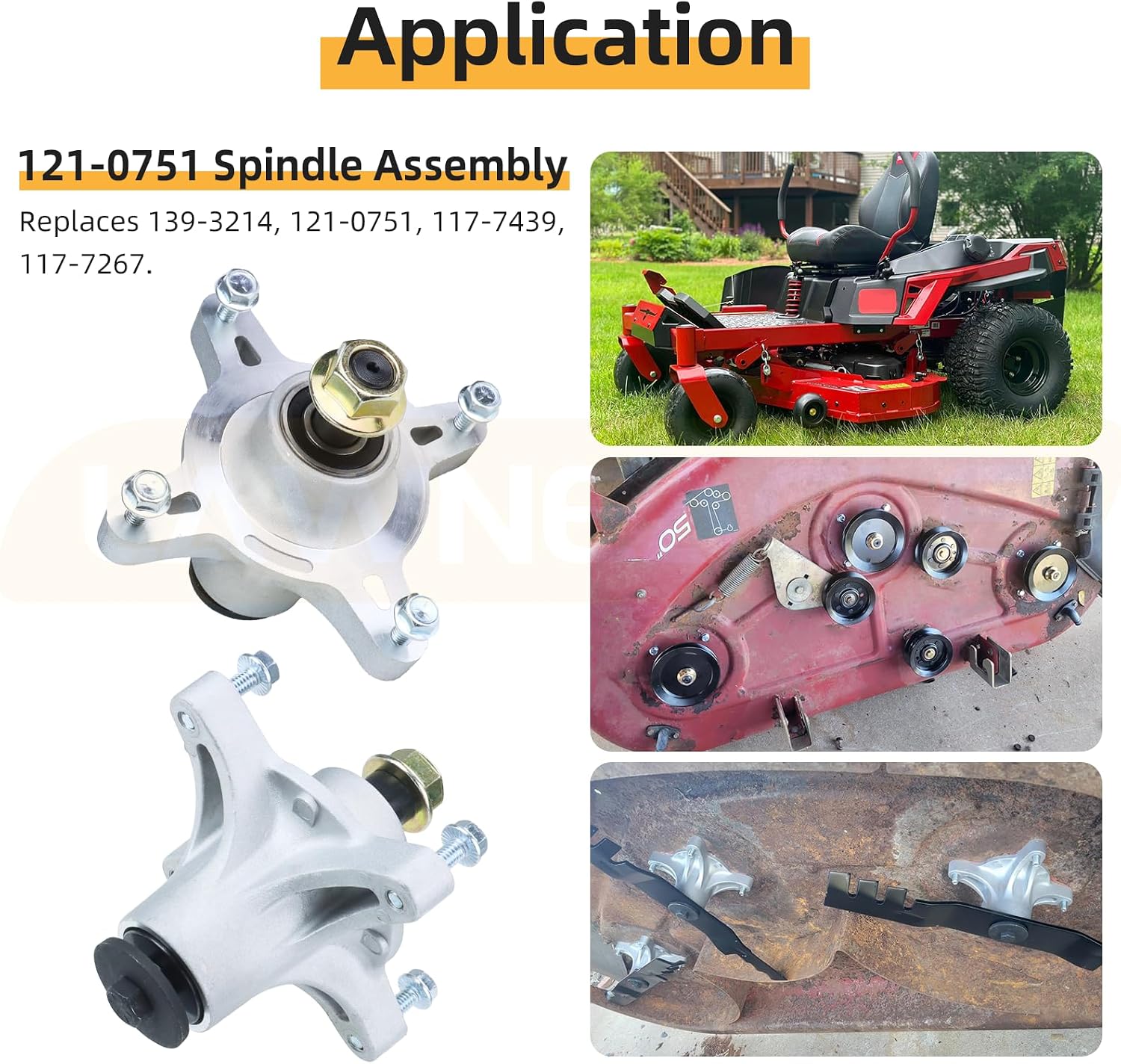 3 Pack 139-3214 Spindle Assembly with 125-5575 Pulley 132-9420 Idler Pulley 1/2x142 Belt Replaces Toro 139-3214, 117-7439, 121-0751 for Toro Timecutter 50' MX5000 MX5050 MX5060 SS5000 Mowers