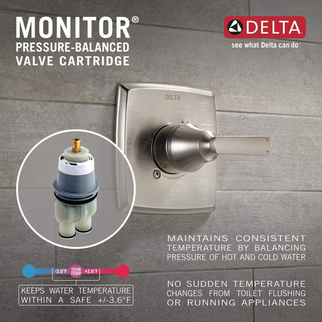 Delta Vero 14 Series Rain Shower Faucet Set, Brushed Gold Shower Head and Handle Set, Valve Trim Kit, Champagne Bronze T14253-CZ-WE (Valve Not Included)