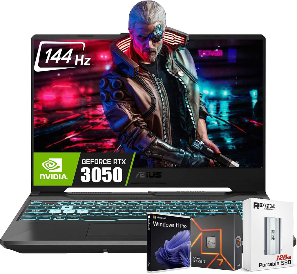 ASUS New 2025 TUF A15 15.6'' FHD 144Hz Gaming Laptop, 8-Core AMD Ryzen 7-7435HS, Nvidia Geforce RTX 3050 Graphics, 16GB DDR5 RAM, 1TB SSD, Backlit KB, Wi-Fi 6, Win11 Pro, W/Portable SSD