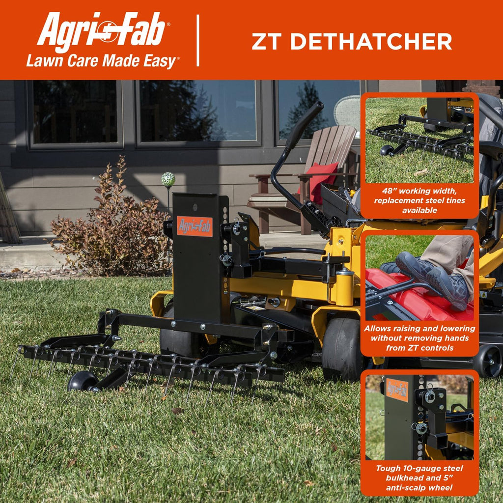Agri-Fab 45-0629 48' Zero Turn Riding Lawn Mower Front Mount Dethatcher Attachment; 24 Durable Spring Tines, Penetrates and Turns Up Dried Grass, Weeds