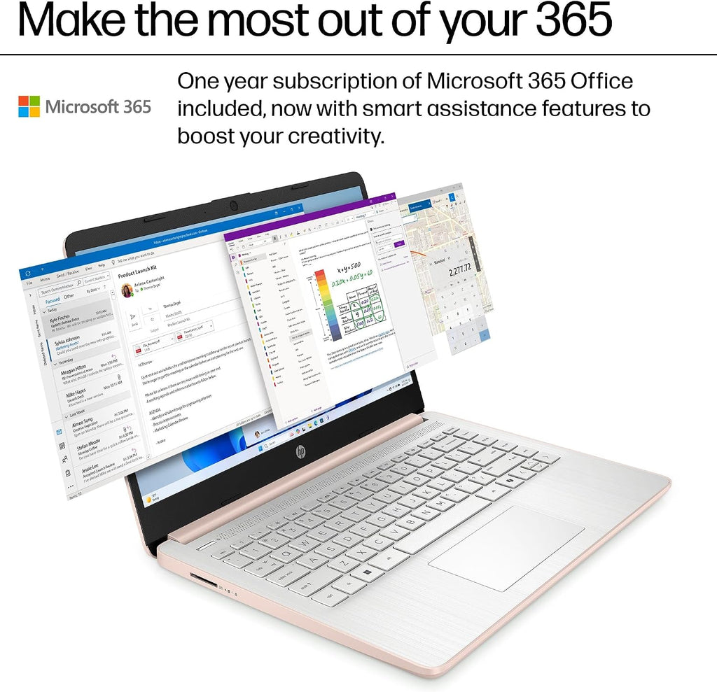 HP Pavilion Laptop 2026 Notebook for Students & Remote Work, Intel N150, 128GB Storage, 500GB External HDD, Lightweight, Long Battery Life, Wi-Fi 6, 1 Year Office 365, Win 11 Home S, Pink