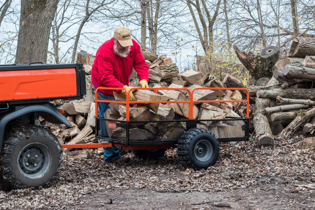 Agri-Fab 45-0554 1250lb Capacity Steel Swiveling / Dump Cart / Utility ATV/UTV Cart, 18 inch x 9.5 inch All Terrain Pneumatic Tires