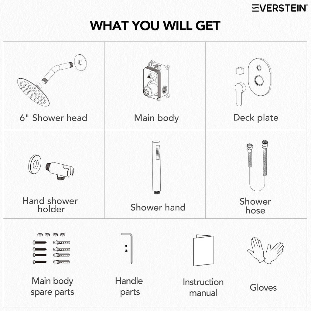 6' High-Pressure Shower System with Handheld Spray, Wall Mount Round Bathroom Shower Faucet Set with Valve (Matte Black)
