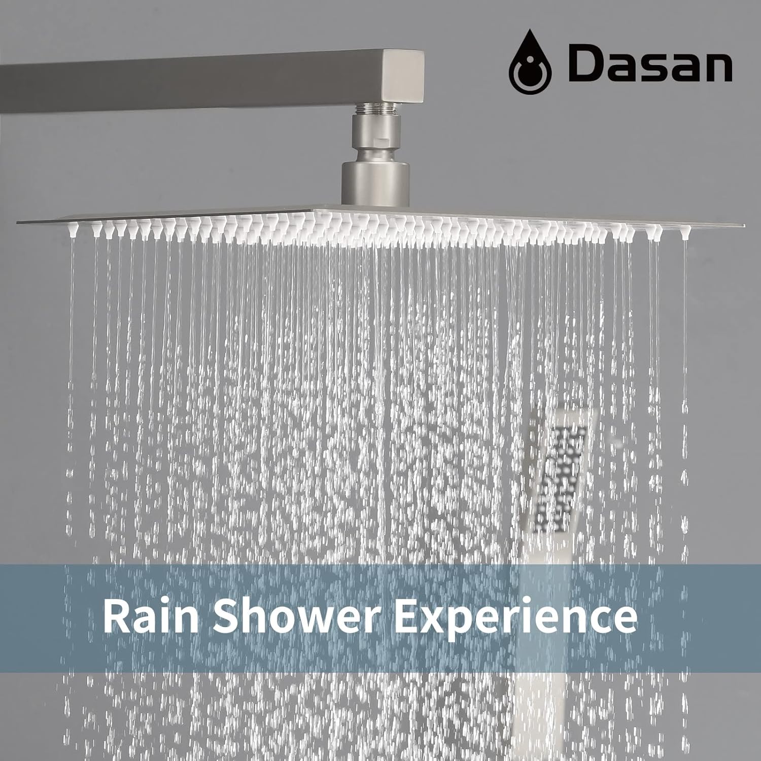 Full Body Rain Shower System with 4 Body Shower Jets & 12' Wall Mount Rainfall Shower Head & Handheld, DASAN Multi Shower Head System Brushed Nickel Rain Shower Faucets sets Combo with Rough-in Valve