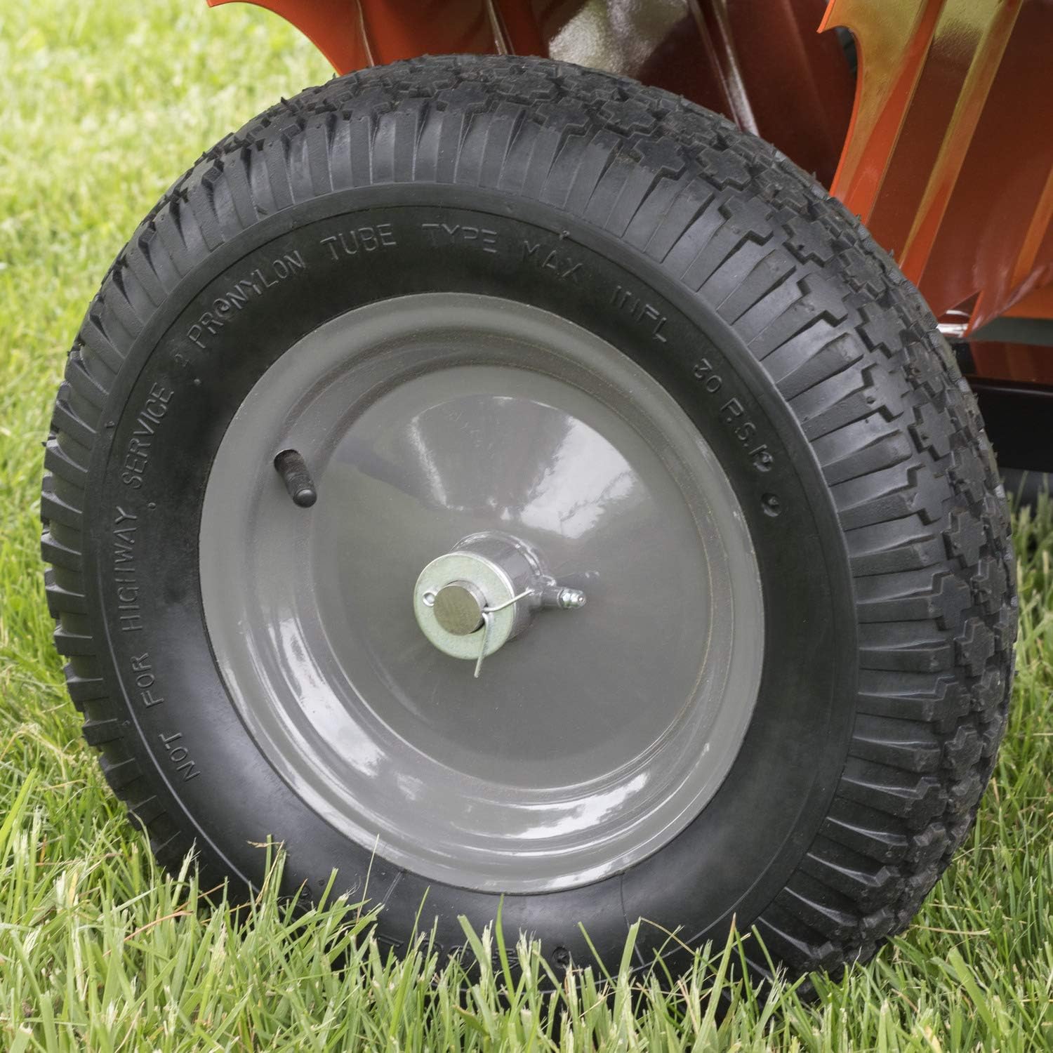 Agri-Fab 45-0533 650 lbs Tow Behind Poly Dump Cart, 10 CU. FT.; Lawn & Garden Cart/Trailer for Lawn Mowers, 16' Pneumatics Tires, Easy to Use Foot Pedal Dumping Lever