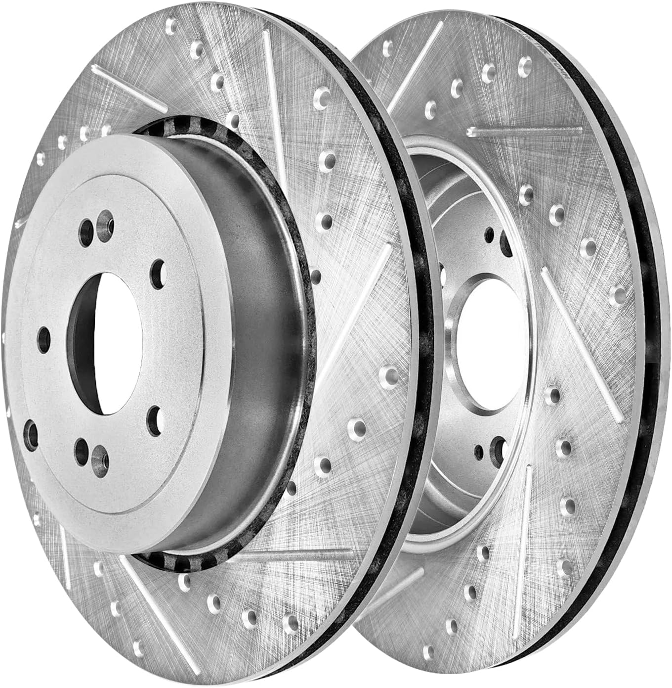 Detroit Axle - 8pc Brake Kit for 2018-2022 Kia Stinger Genesis G70, 13.78' inch Front and 13.39' inch Rear Drilled and Slotted Disc Brake Rotors Ceramic Brakes Pads 2019 2020 2021 Replacement