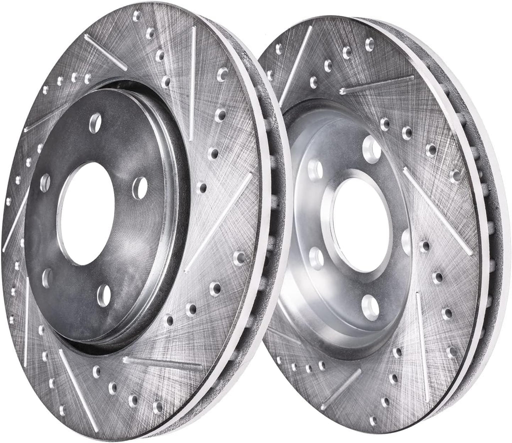 Detroit Axle - Brake Kit for Chrysler 200 Sebring Dodge Avenger Caliber Compass Patriot Replacement 11.57' inch Front & 10.31' inch Rear Drilled and Slotted Disc Brake Rotors Ceramic Brakes Pads