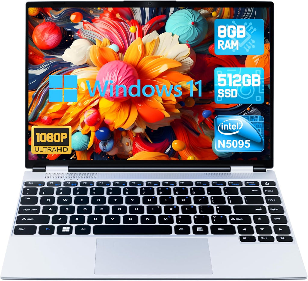 2026 Latest 14'' Laptop Compatible with Windows 11, i3-6100U Processor, 8GB RAM, 256GB SSD, 32GB+2TB Expandable, 1080p FHD IPS Display, USB3.2 Gen1, WiFi5, Bluetooth5, Mini-HDMI, TF Card Slot, Silver
