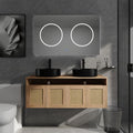 48'' Floating Bathroom Vanity, Double Sink Bathroom Vanity, Black Ceramic Double Vanities Sink for Bathrooms with Soft Close Doors, Modern Bathroom Sink Cabinet, Plywood, Imitative Oak
