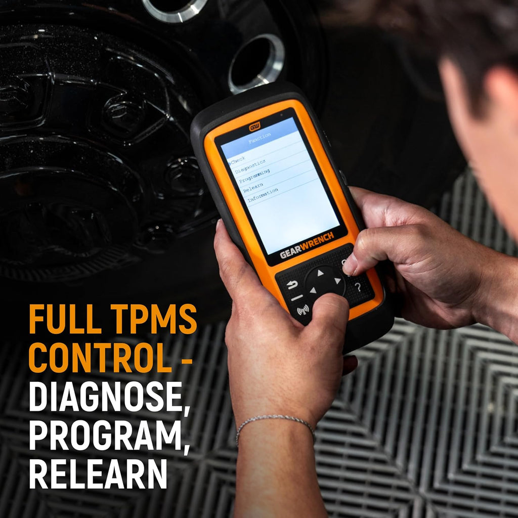 Bundle of GEARWRENCH Universal Tire Pressure Monitoring System Programming & Diagnostic Tool | GWTPMS + GEARWRENCH Universal Programmable Rubber TPMS Sensor | GWTPMSR
