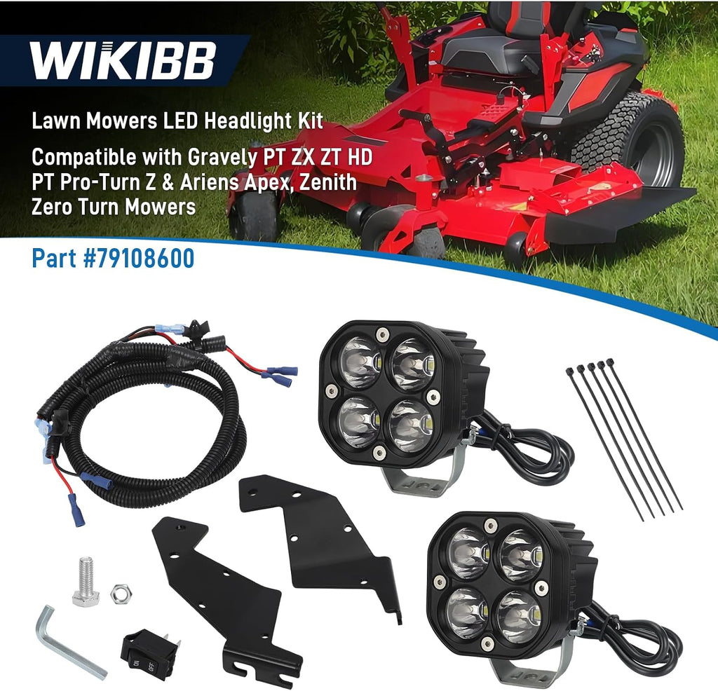 Lawn Mowers LED Headlight Kit Compatible with Gravely PT ZX ZT HD PT Pro-Turn Z & Ariens Apex, Zenith Zero Turn Mowers - Replaces 79108600