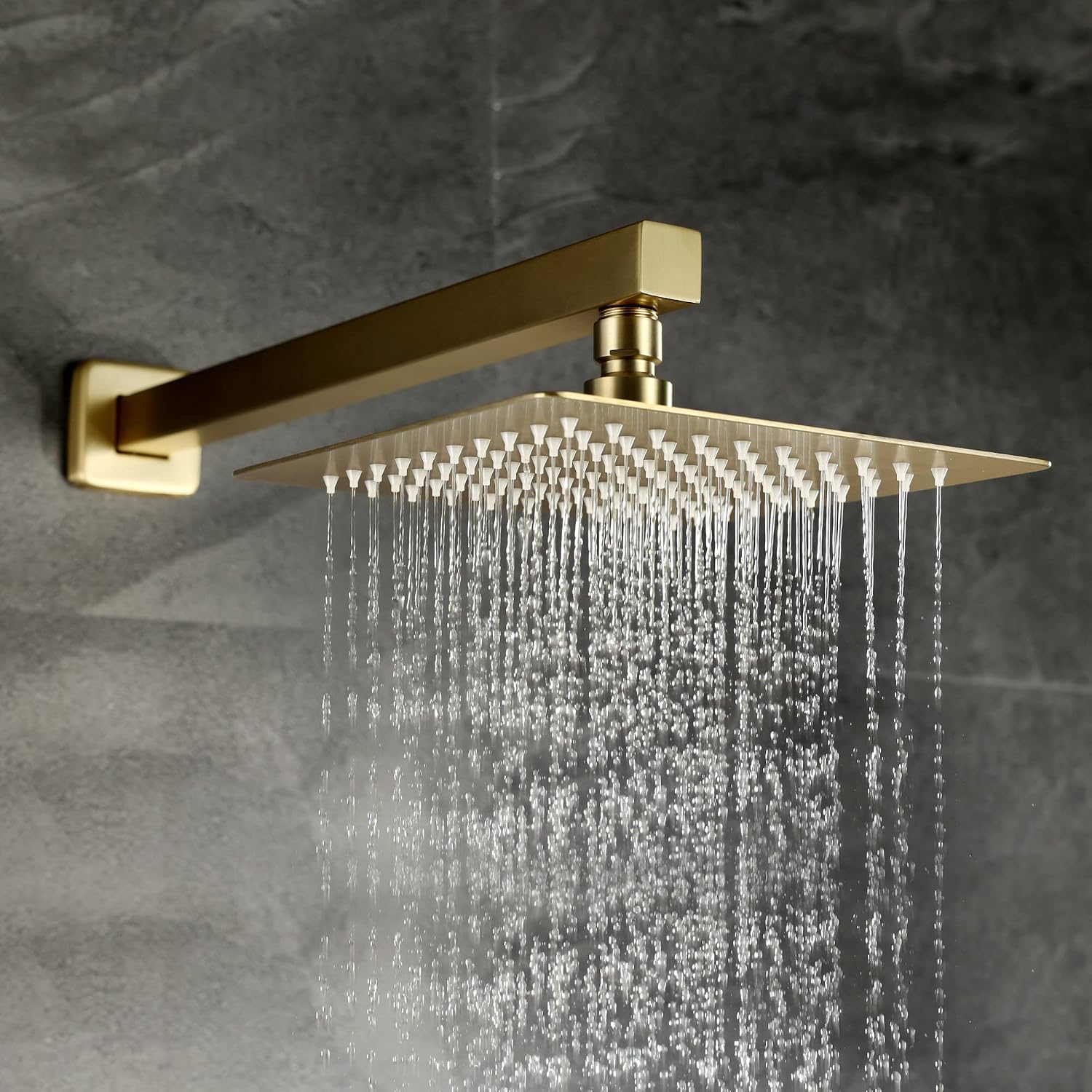 SUMERAIN Brushed Gold Rain Shower System with Handheld Shower, Pressure Balancing Shower Mixer Valve