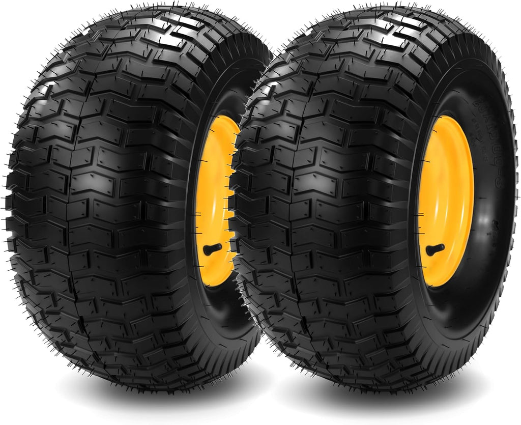 2PCs 20x10.00-8 Tubeless Lawn Mower Tire and Wheel, Replacement for John Deere Rear 20x10-8nhs Riding Lawn Mower, Gaeden Tractor, 3/4' Borehole 3/16' keyway, 3.5 Offset Hub, 4 Ply, 1190 Lbs Capacity
