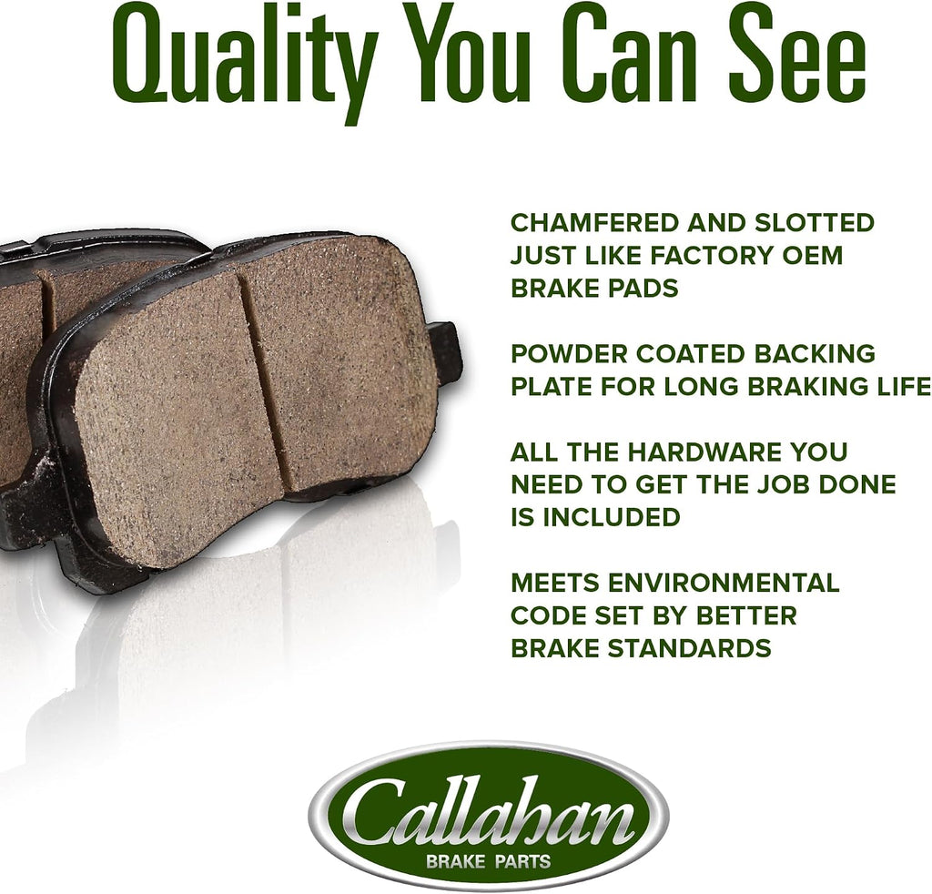 Callahan Brake Parts Front Brake Kit For Hyundai Palisade 2020-2023, Kia Telluride 2020-2022 [Model Specific] Replacement Brake Rotors with Ceramic Brake Pads