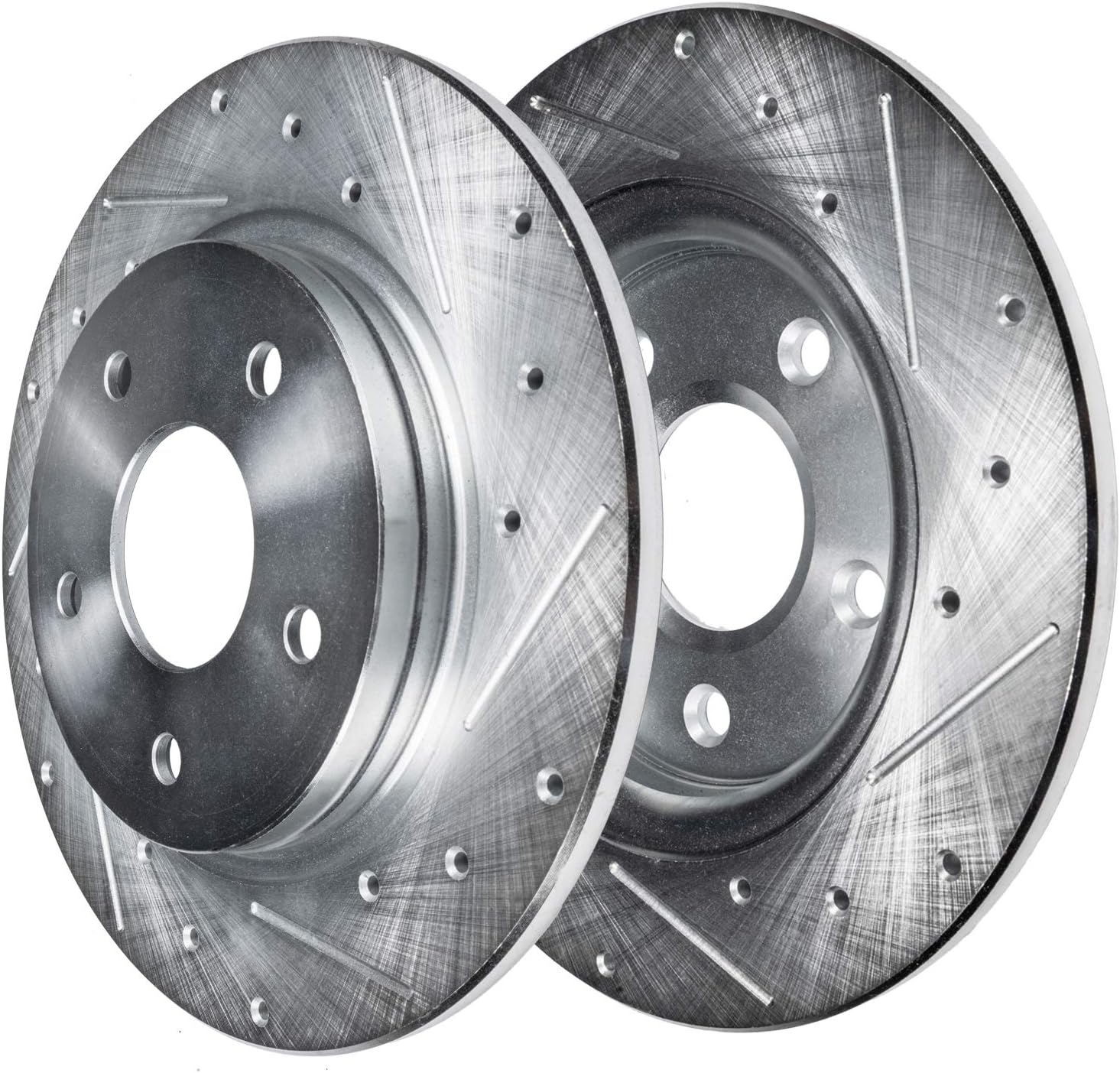Detroit Axle - Brake Kit for 2011-2016 Mini Cooper Countryman 2013-2016 Cooper Paceman, Drilled Slotted Disc Brake Rotors Ceramic Brakes Pads Replacement : 12.08' inch Front and 11.02' inch Rear Rotor