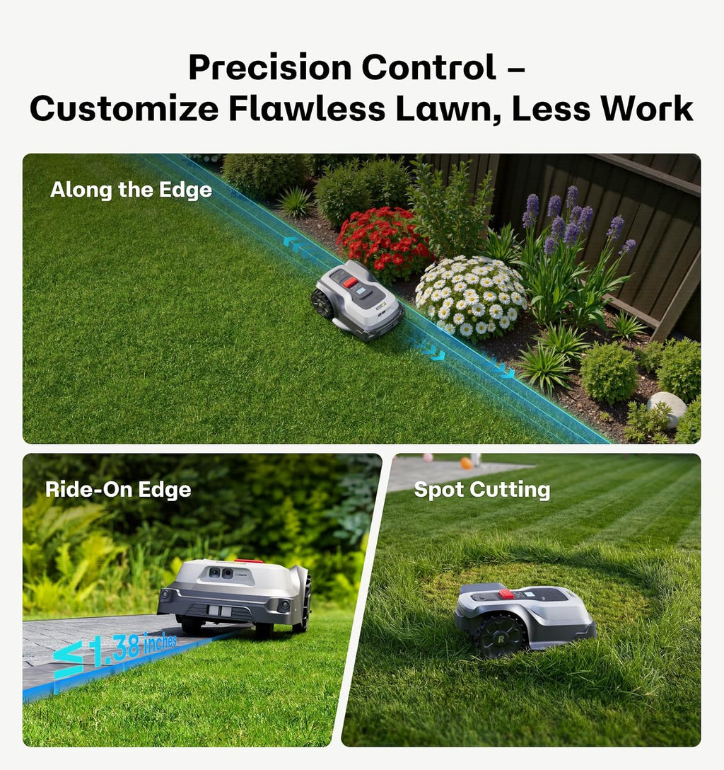 T1200Pro Robot Lawn Mower Wire-Free with Garage, Automatic Lawn Mower for 0.35 Acre, 45% Slopes, Cutting Height 3-6cm, Wireless RTK+AI Powered Robot Mower