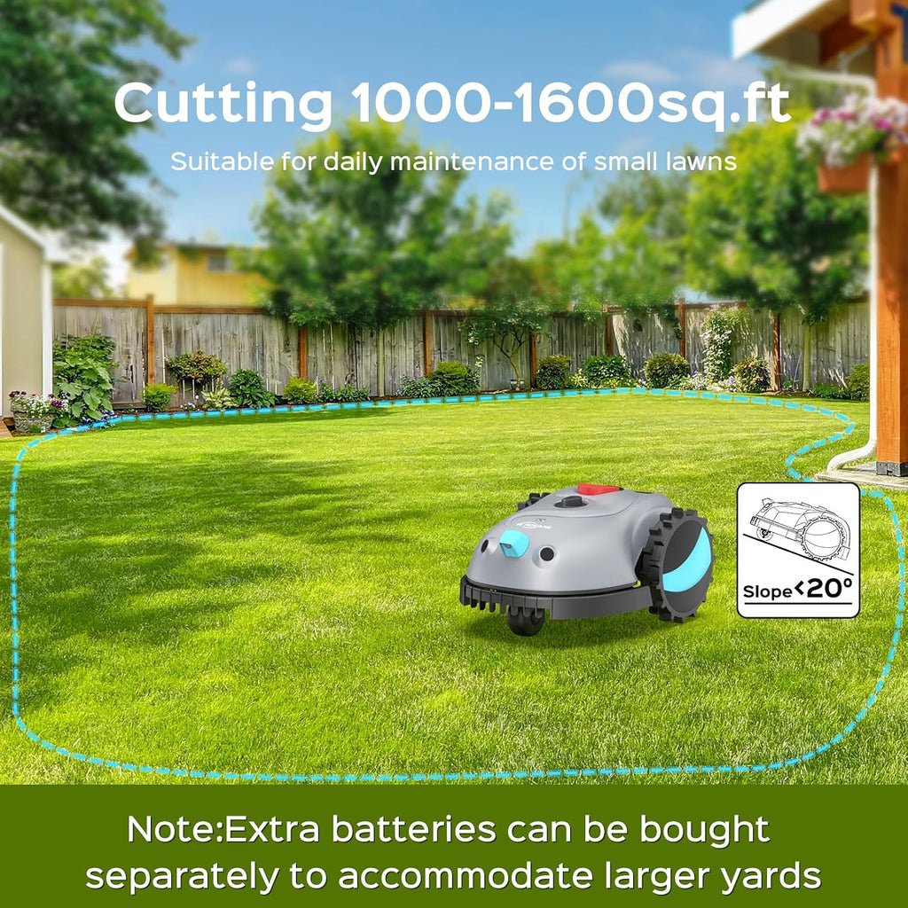 YARDCARE V100 Robot Lawn Mower with HD Vision Navigation, Smart Obstacle Detection, Collision Sensors, Adjustable Cutting Height, Low-Noise Operation—Perfect for Small Lawns up to 1,600 sq ft.