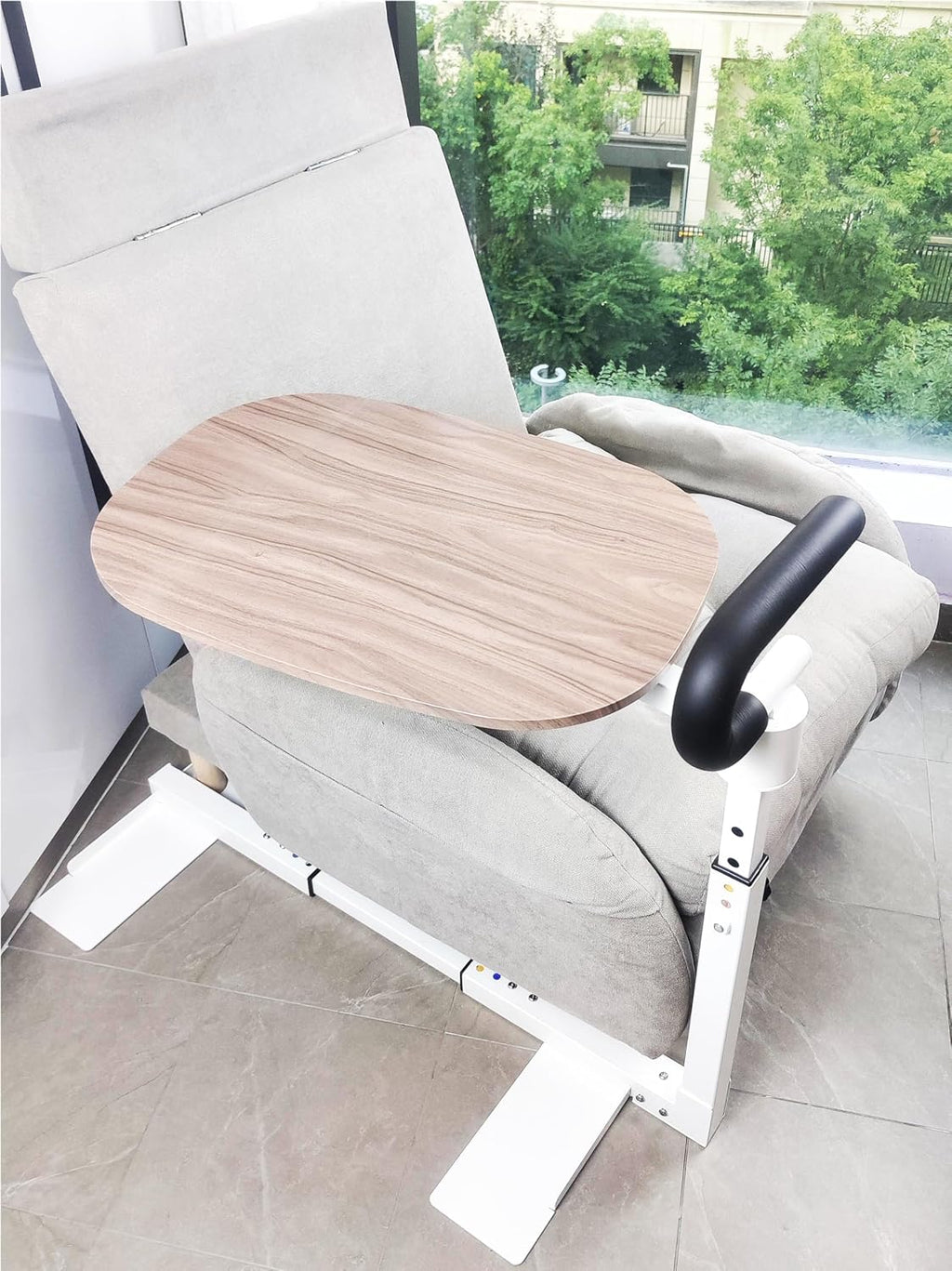 Auxiliary Standing Tray Table, 360 Degree and Height Adjustable Rotating TV and Laptop Table, Ergonomic Auxiliary Safety Standing Handle, aid Standing Independent Living