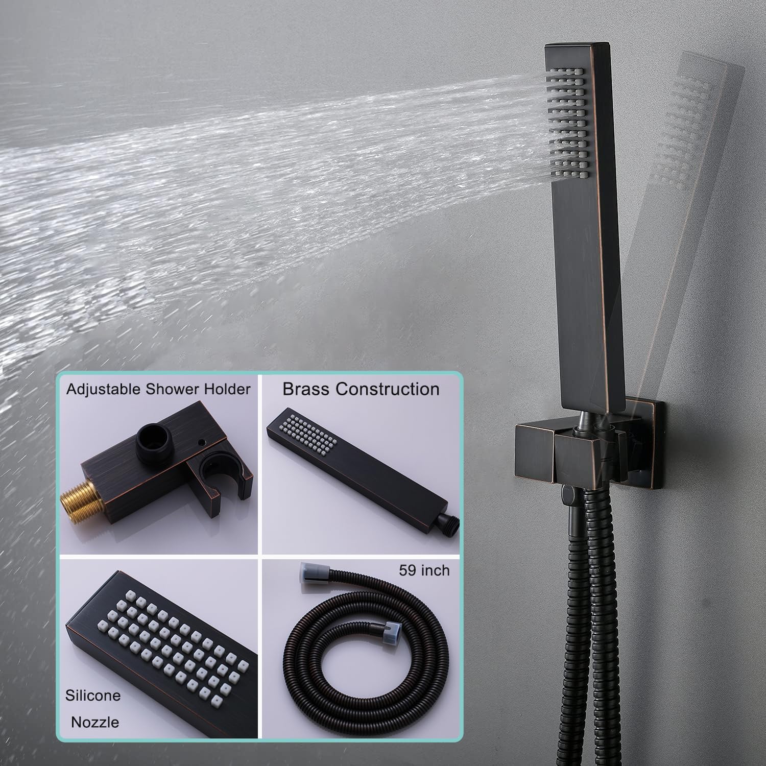 12'+8'+8' Triple Shower Heads Shower System Oil Rubbed Bronze Body Jets Shower Set with Handheld Sprayer and Temperature Display Valve,Full Body Shower System