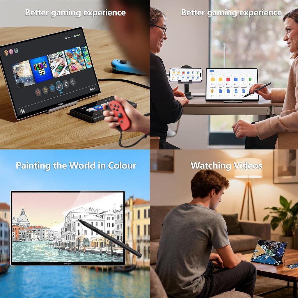 Portable Monitor Touchscreen for Mac 13.3' 2.5K Touch Screen Monitor with Protective Sleeve, USB-C Plug & Play 1500:1 0.22' Laptop Screen Extender for Mac Laptop PC Without Stand and Stylus
