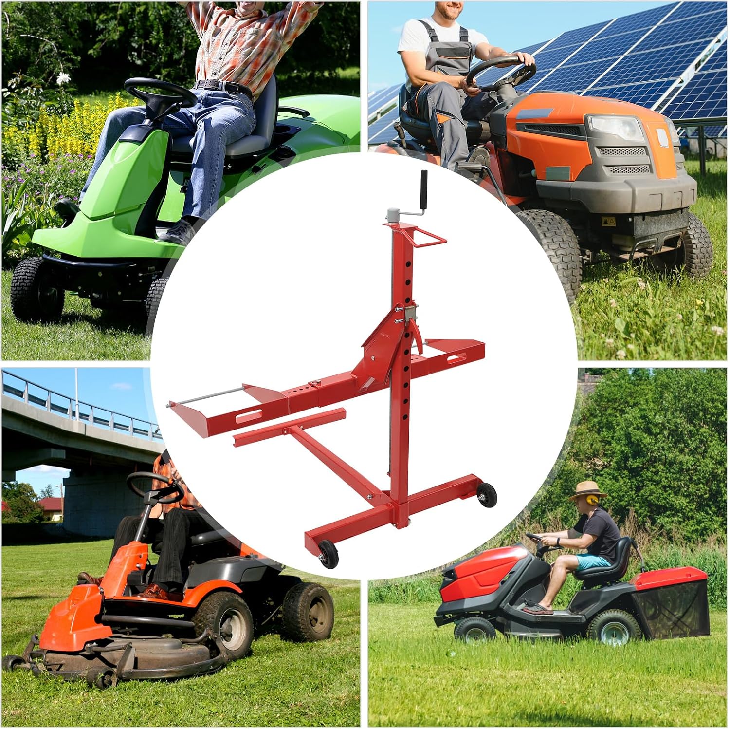 Lawn Mower Jack Lift, 750 Lbs Capacity Riding Lawn Mower Lift, Retractable Riding Mower Lift for Lawn mowers and Garden Tractors, Lift Height 0-62cm/0-24.41in
