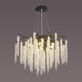Modern Crystal Tree Branch Chandelier, D31.5'' Black Round Raindrop Indoor Hanging Branch Chandelier Fixture for Dining Room Living Room Bedroom 12 Lights