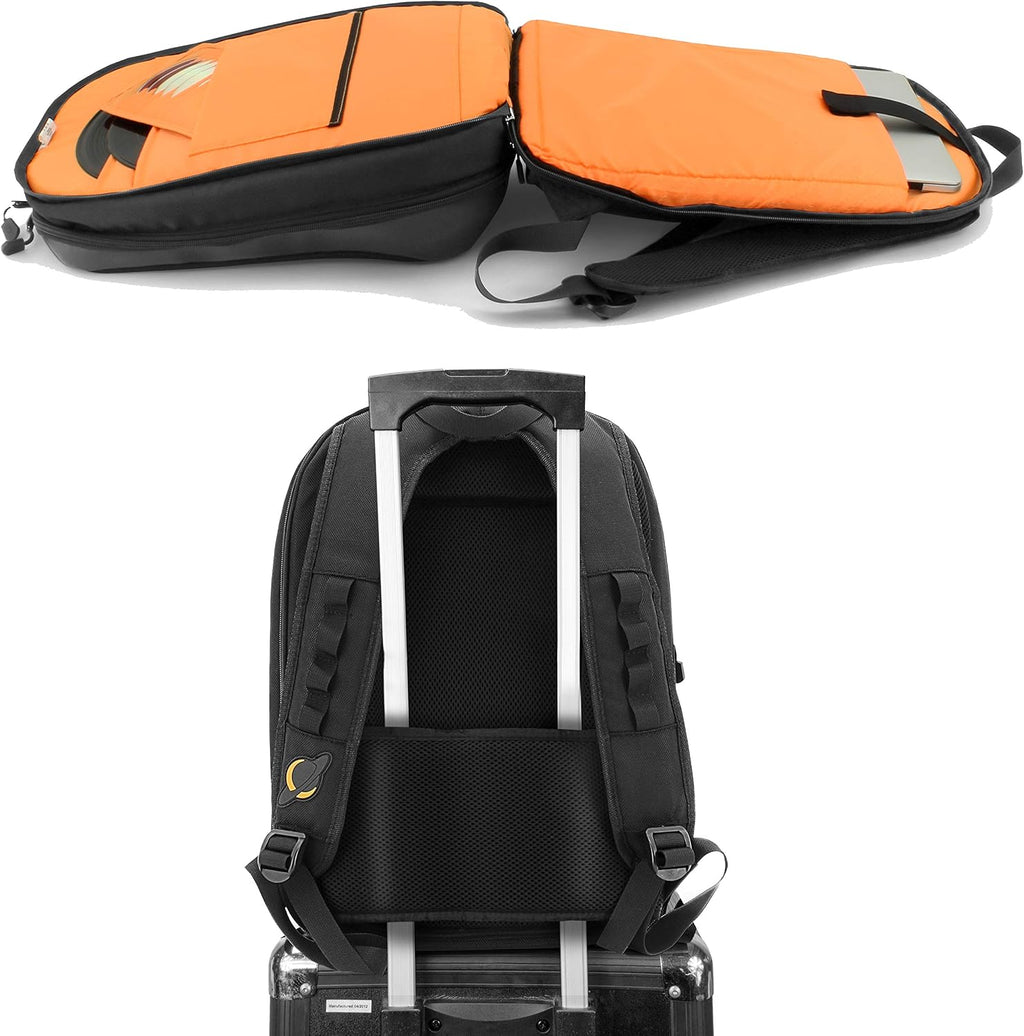 Jetpack Slim Backpack for DVS, Mobile, or Club DJ Gig Set, Bag Carry Laptop, Stand, Tablet, Headphone, Vinyl Records, USB Mobile Devices, Needle Case, Cables, Microphone & More. TSA Compliant (Black)