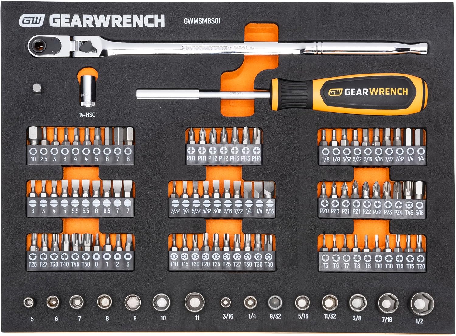 GEARWRENCH 194 Piece MEGAMOD Mechanics Tool Set in Modular Foam Trays with Storage Unit | MEGAMOD194