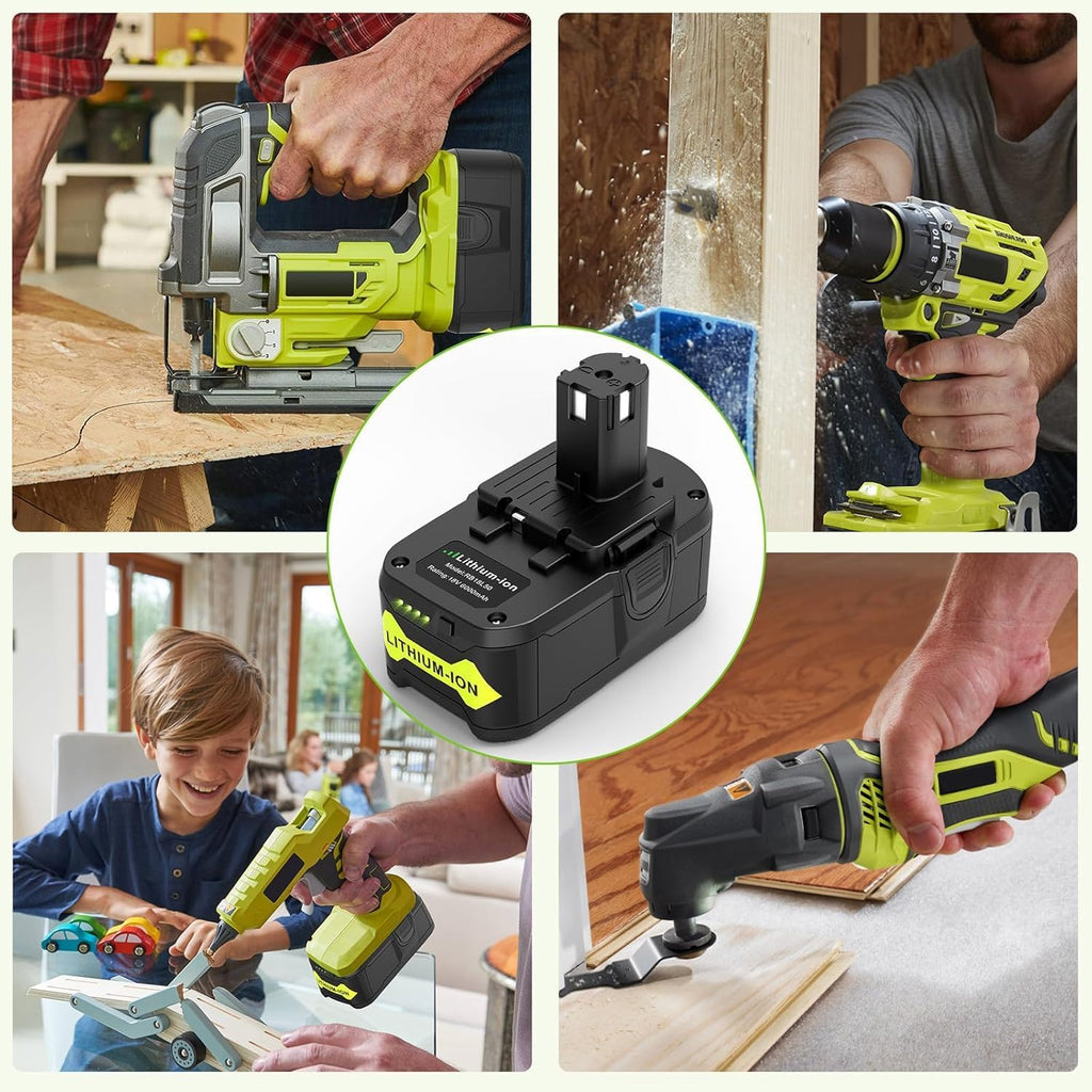 6 Pack 6.0Ah 18V Lithium Battery Compatible for Ryobi RB18L50 P108 P102 P104 High Capacity Cordless Tool Batteries with LED Indicato