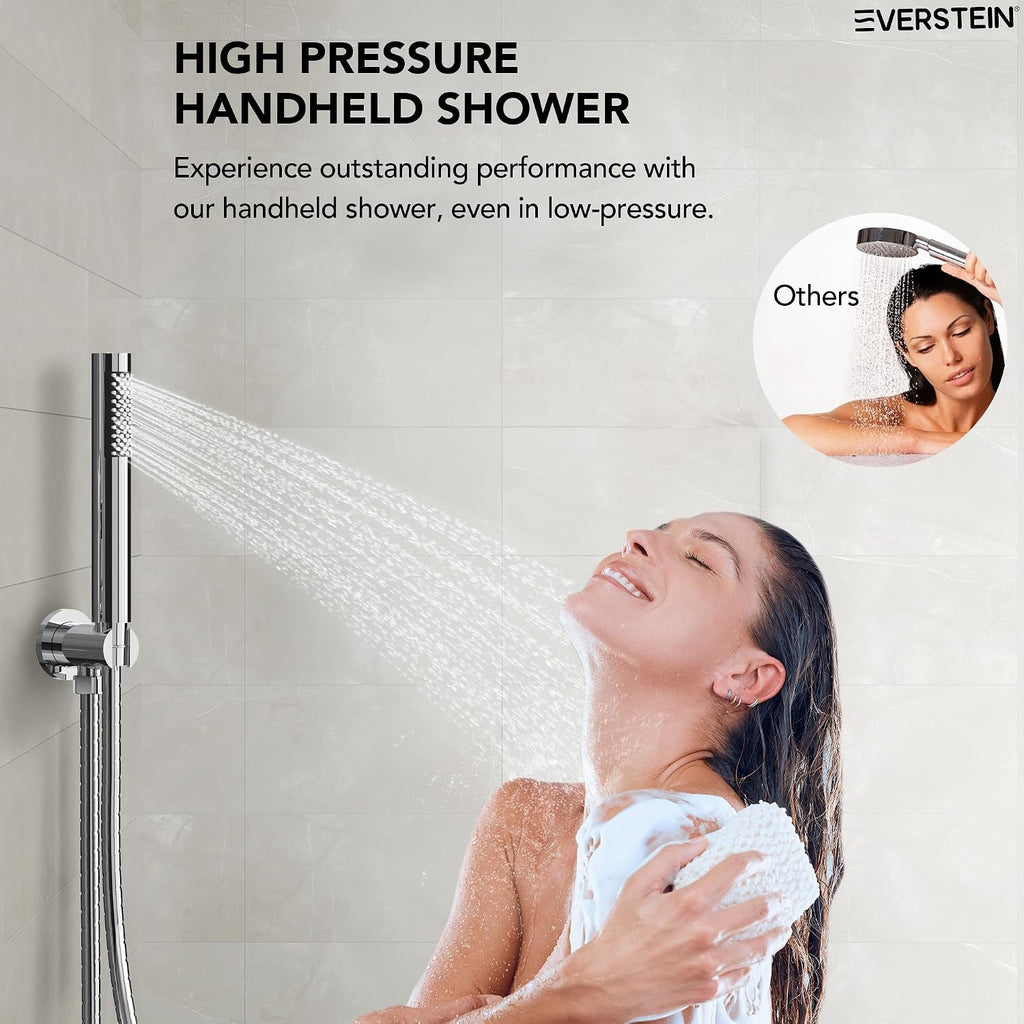 Ceiling Mount 10' High-Pressure Rainfall Shower Faucet, Dual Rainfall Shower Head System with Valve (Polished Chrome)