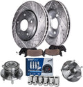 Detroit Axle - Front Brake Kit for Jeep 2015-2020 Grand Cherokee 2011-2020 Dodge Durango, Drilled Disc Brake Rotors Brake Pads Wheel Bearing Hubs Wheel Lug Nuts Replacement : 13.78'' inch Rotor