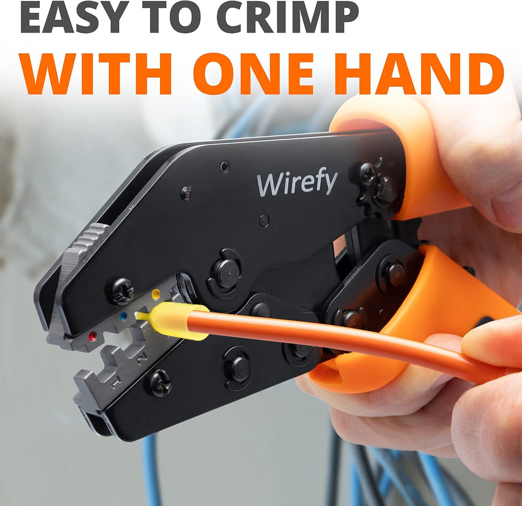 Wirefy Crimping Tool Set 11 PCS - High Leverage Wire Crimper 9' - Heat Shrink, Nylon, Insulated Flag, Non-Insulated Connectors