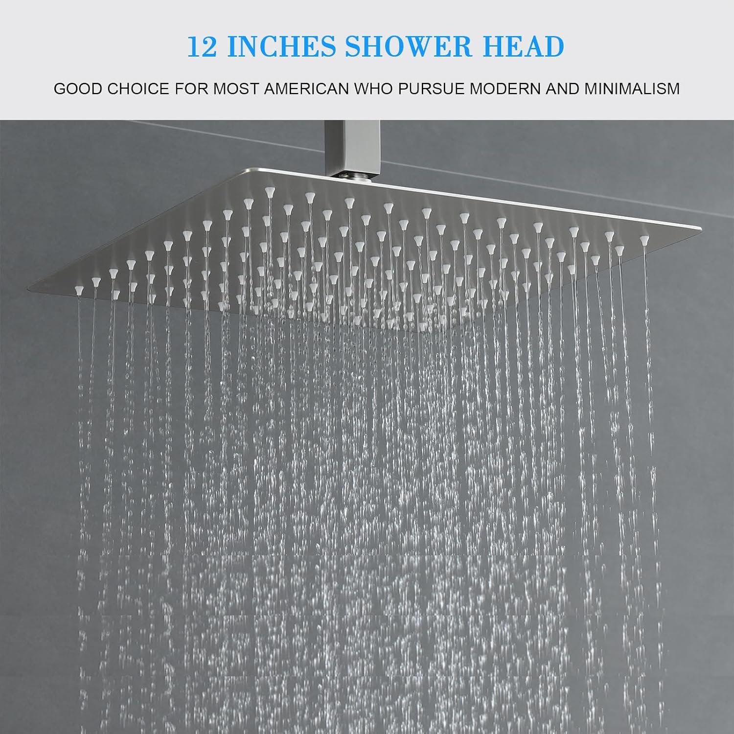 Shower Faucet Set, Brushed Nickel Shower System with Rain Shower and Handheld Bathroom Rainfall Ceiling 12 Inch Shower Set with Valve