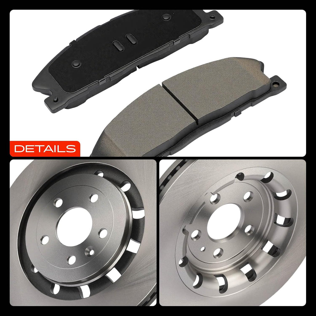 A-Premium 13.86 inch (352mm) Front Vented Disc Brake Rotors + Ceramic Pads Kit Compatible with Select Ford and Lincoln Models - Explorer/Taurus/MKT/Flex 2013-2019, MKS, Police Interceptor Sedan, 6-PC