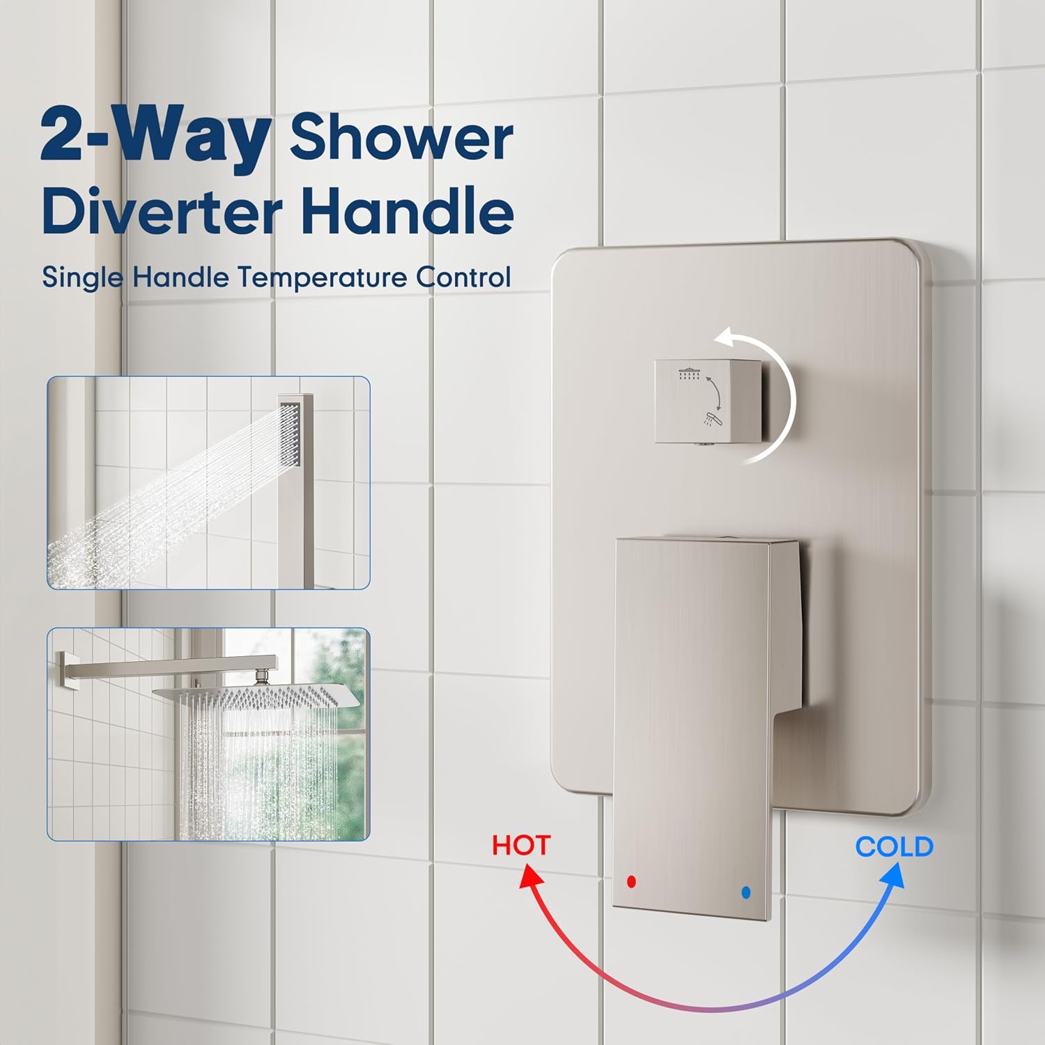 ESNBIA Ceiling Shower System, All Metal Shower Faucet set with Pressure Balance Valve,10 Inches Rain Shower Head with Handheld Spray Combo, Brushed Nickel