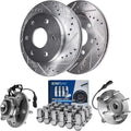 Detroit Axle - 4WD Front Brake Kit for 04-08 Ford F-150, 06-08 Lincoln Mark LT, 2 Drilled & Slotted Disc Brake Rotors 2 Wheel Bearing and Hubs 24 Wheel Lug Nuts 2004 2005 2006 2007 2008 Replacement